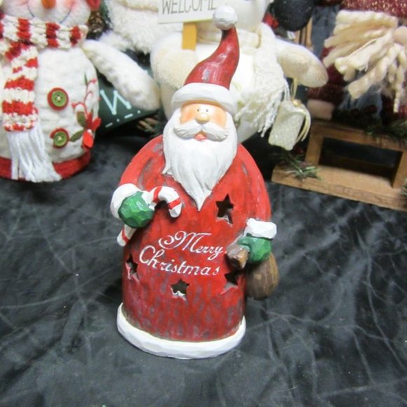 RUSTIC CHRISTMAS DECORATIONS SOME VINTAGE SANTA & SNOWMAN SET OF 5 - Picture 3 of 11